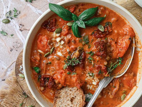 Soupe Vegan à la Tomate et aux Lentilles