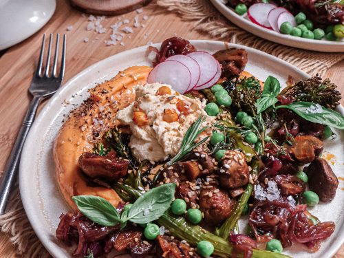 Broccolini Grillés et Purée de Patate Douce Vegan Maison à l'Ail