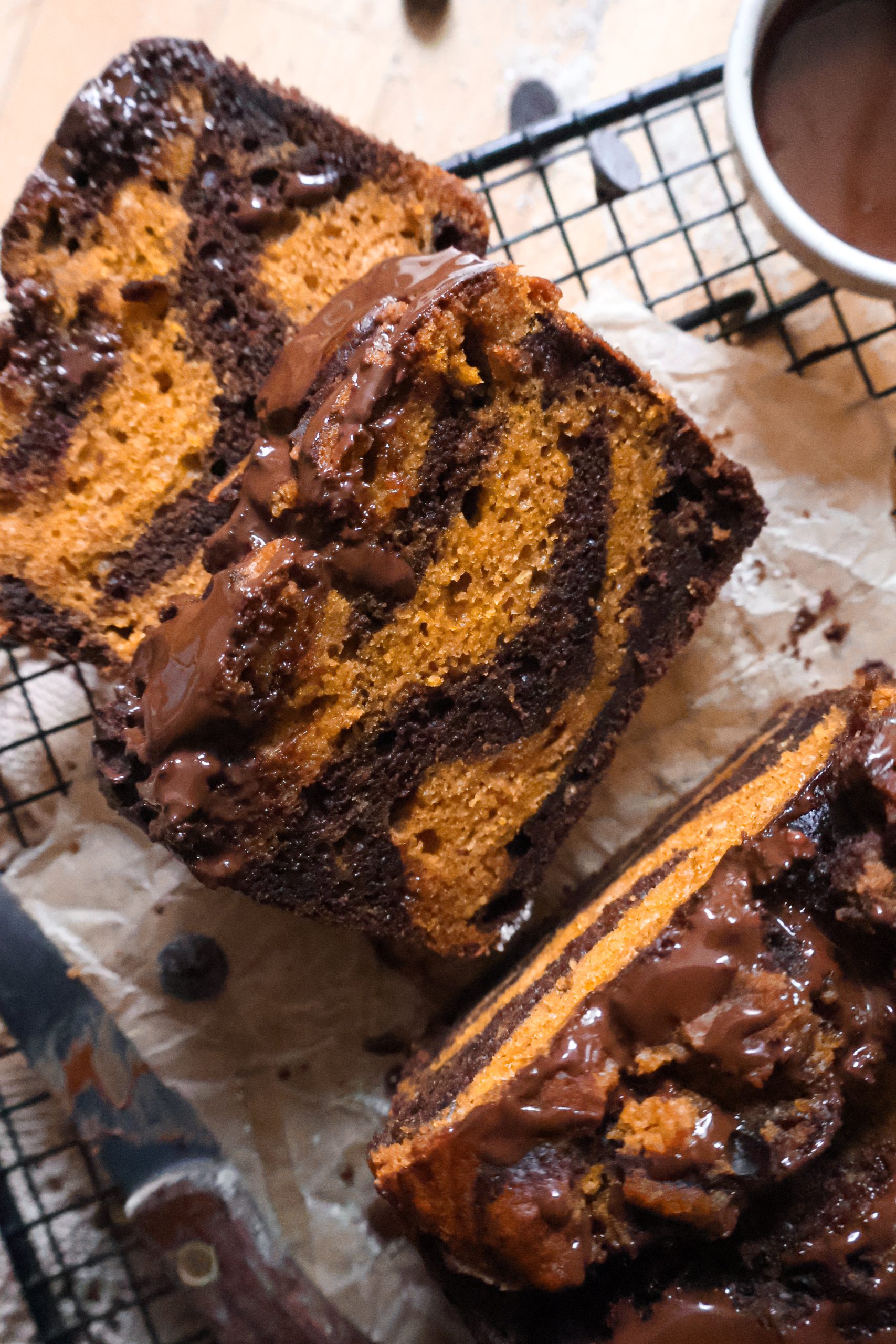 Cake Marbré Vegan Chocolat & Beurre de Citrouille