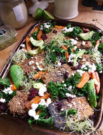 Tofu au Sésame Vegan Cuit au Four & Patate Douce