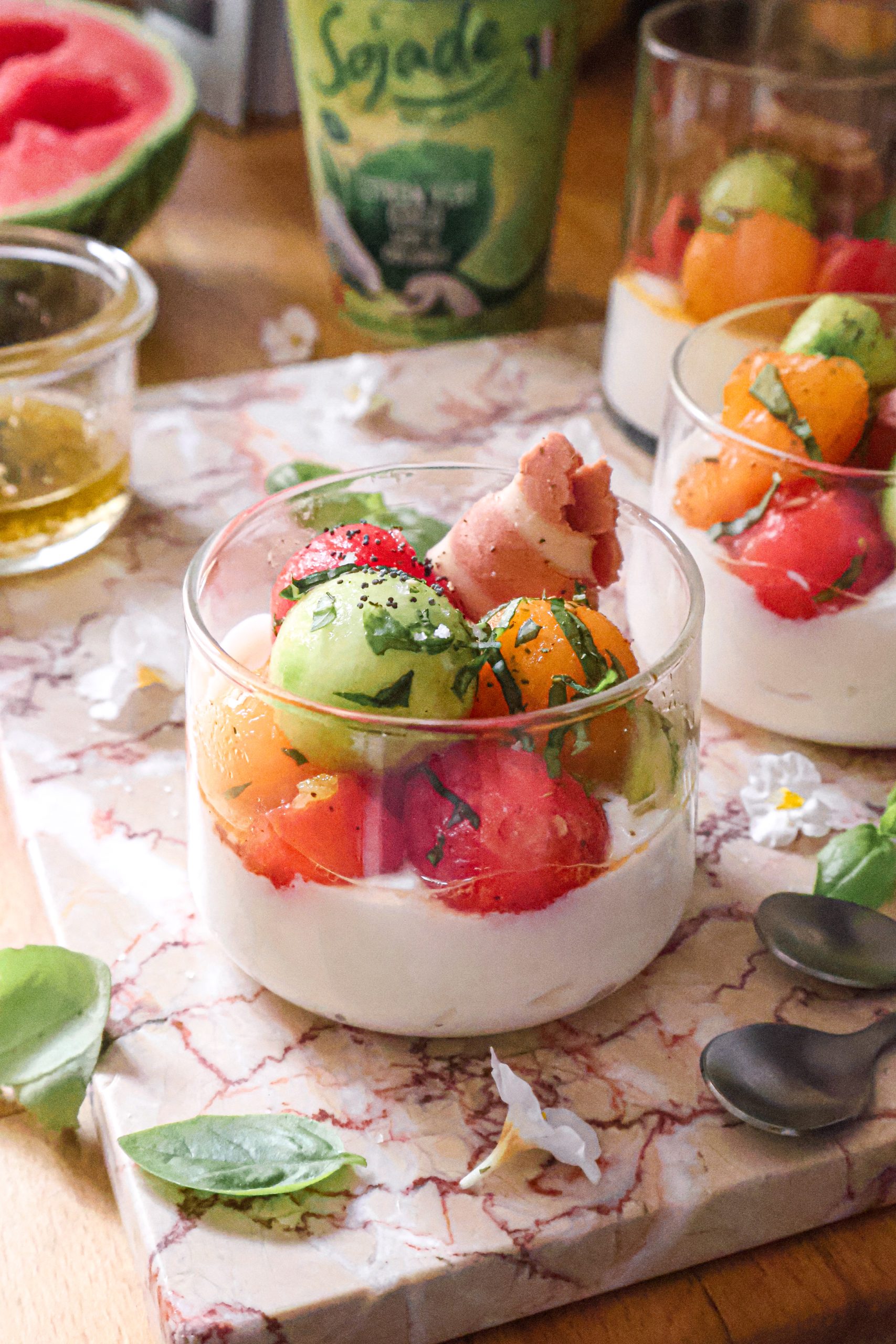 Verrines Fraîcheur Vegan Melon, Pastèque & Concombre