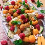 Salade Melon, Concombre, Feta Vegan & Framboises