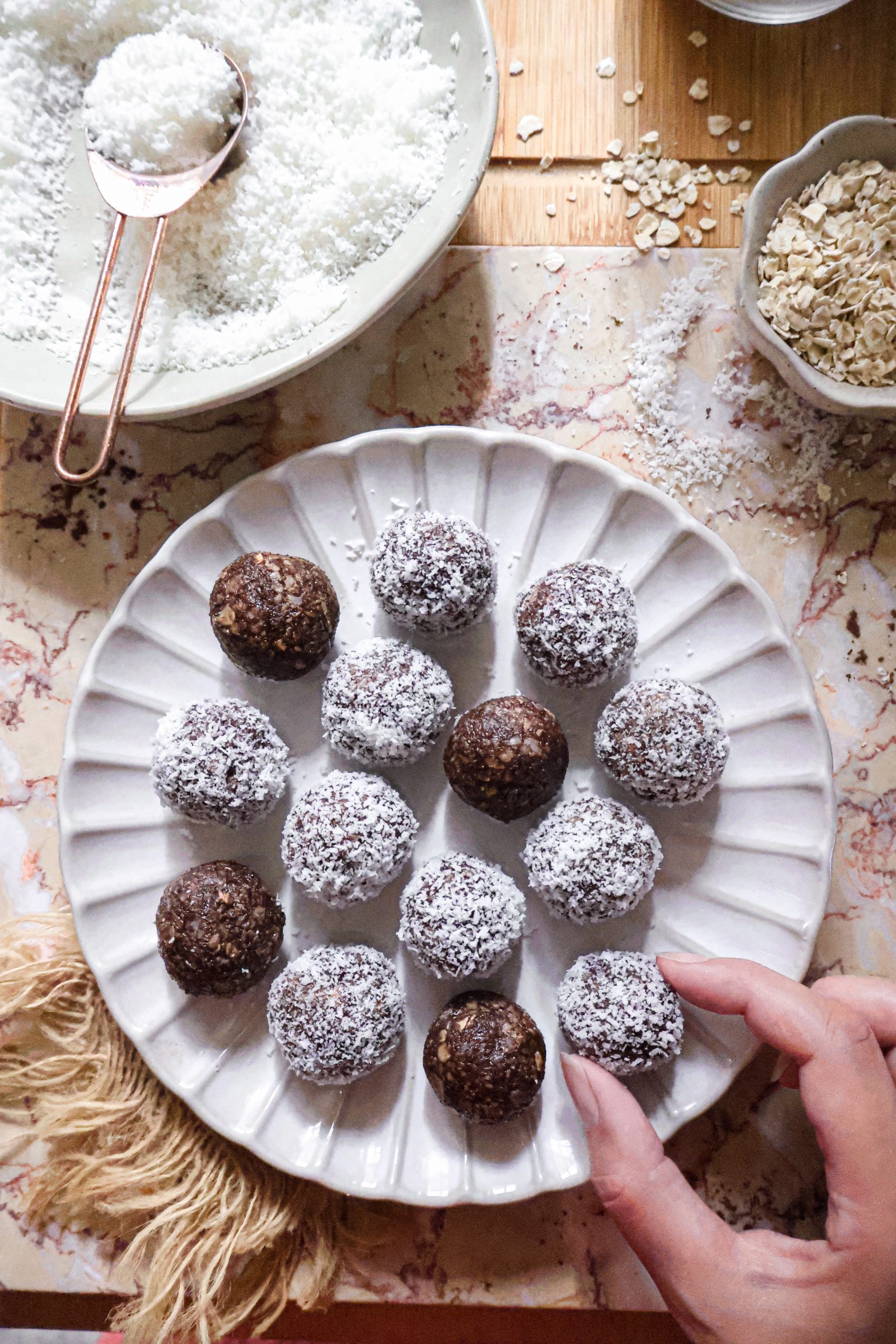 Bouchées Vegan Noix de Coco, Chocolat - Sans Cuisson, Sans Gluten