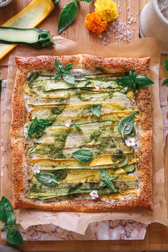 Tarte Salée Courgettes et Tartare Vegan