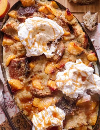 Pudding Vegan de Pain Dur aux Pêches — Anti-Gaspi