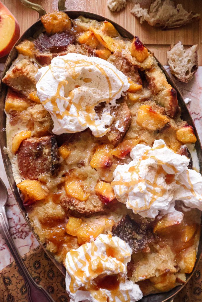 Pudding Vegan de Pain Dur aux Pêches — Anti-Gaspi