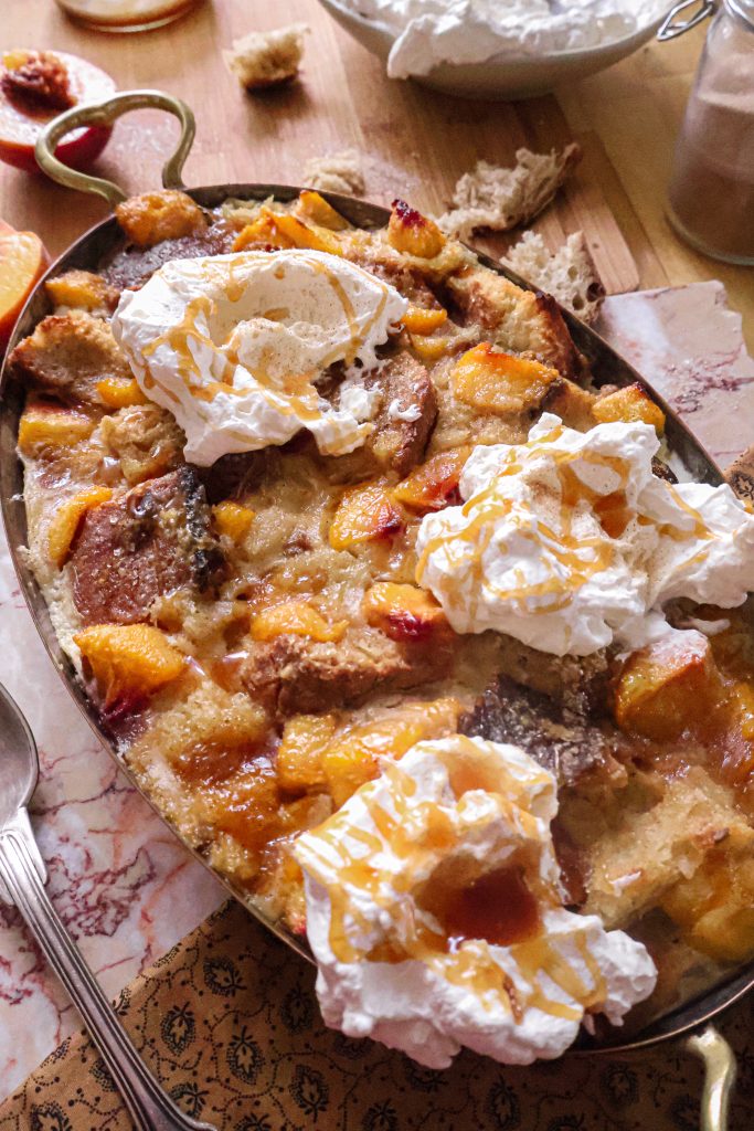 Pudding Vegan de Pain Dur aux Pêches — Anti-Gaspi